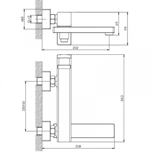 Смеситель для ванны Raglo R30.30.06 Черный матовый латунь на стену