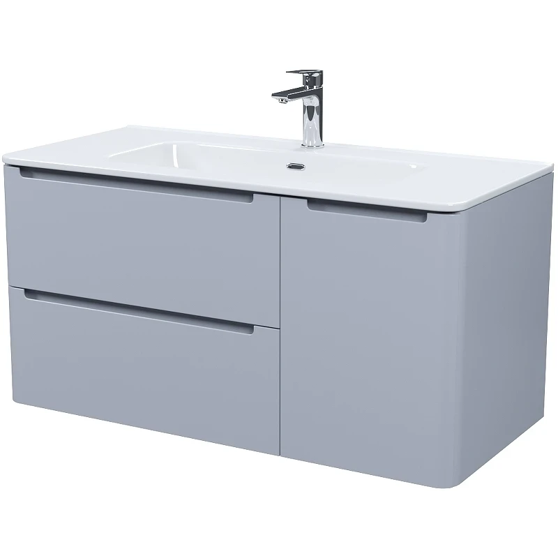 Тумба с раковиной Iddis Edifice 100 EDI10L0i95K подвесная Светло-серая МДФ / ЛДСП