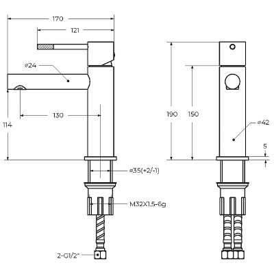 Смеситель для раковины Cezares Relax RELAX-LS2-BORO Брашированное золото нержавеющая сталь