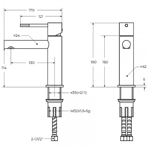 Смеситель для раковины Cezares Relax RELAX-LS2-BORO Брашированное золото нержавеющая сталь