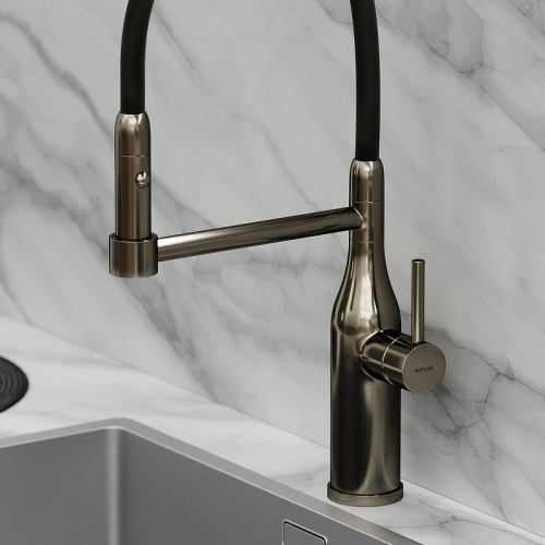 Смеситель для кухни Sancos Pride SC4011GG Вороненая сталь Черный латунь