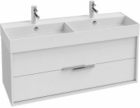 Тумба с раковиной Jacob Delafon Vivienne 120 EB1669-J5-J5+Vivienne 120 EXBL112-00 двойная подвесная цвет Белый глянцевый