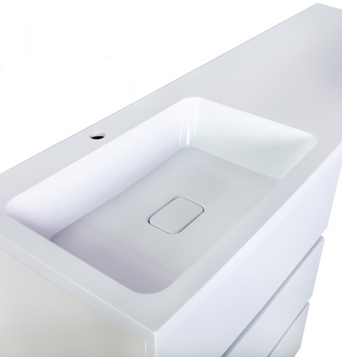 Раковина Orange 130 L ST-130RAL с местом под стиральную машину Белая искусственный камень (литьевой мрамор) с местом под стиральную машину, полувстраиваемая