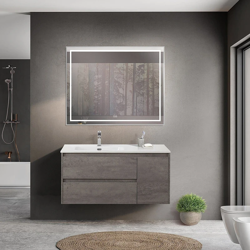 Тумба под раковину BelBagno Kraft 100 L KRAFT-1000-2C-1A-SO-CG-L подвесная Cemento Grigio МДФ / ЛДСП