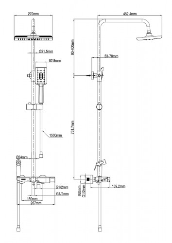 Душевая система Wonzon &amp; Woghand WW-B3310-MW с термостатом цвет Белый матовый