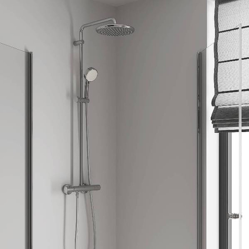 Душевая система Grohe Tempesta Cosmopolitan 26670000 с термостатом Хром пластик, латунь на стену