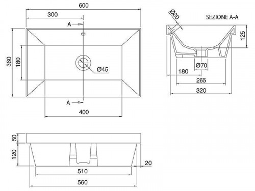 Раковина Scarabeo Teorema 2.0 60 5131 цвет Белый