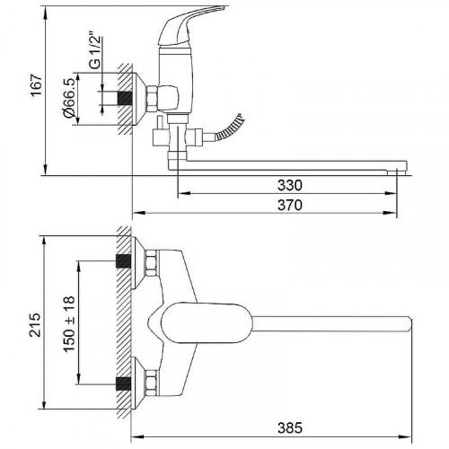 Смеситель для ванны Melodia della vita Moderno MDV35141_wt универсальный Белый латунь на стену