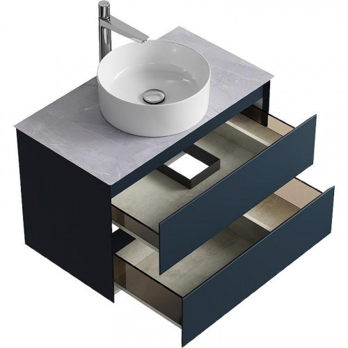 Тумба под раковину Aqwella Geometria 80 GE01082GRM подвесная Серая матовая