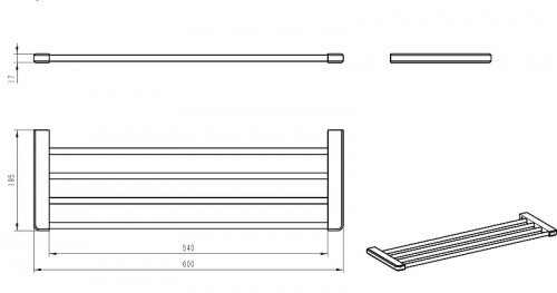 Полка для полотенец Wonzon &amp; Woghand WW-V3901-MB цвет Черный матовый