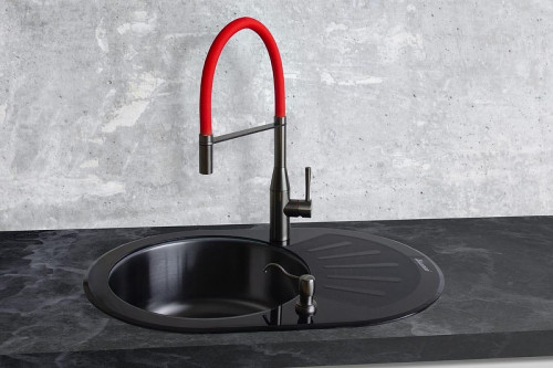 Смеситель для кухни Seaman Visconti SSL-7671-GL цвет Светлая оружейная сталь Красный