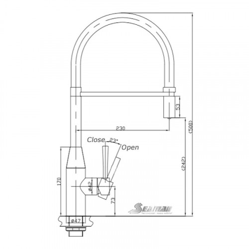 Смеситель для кухни Seaman Visconti SSL-7671-GL цвет Светлая оружейная сталь Красный