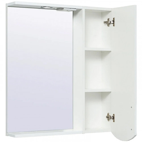 Зеркало со шкафом Runo Неаполь 75 R 00-00001031 с подсветкой Белое МДФ / ЛДСП, стекло