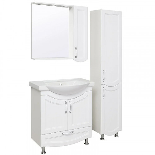 Зеркало со шкафом Runo Неаполь 75 R 00-00001031 с подсветкой Белое МДФ / ЛДСП, стекло