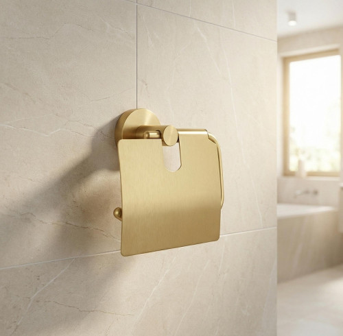 Держатель туалетной бумаги Benesque Lumiere 70011204 с крышкой цвет Латунь брашированная
