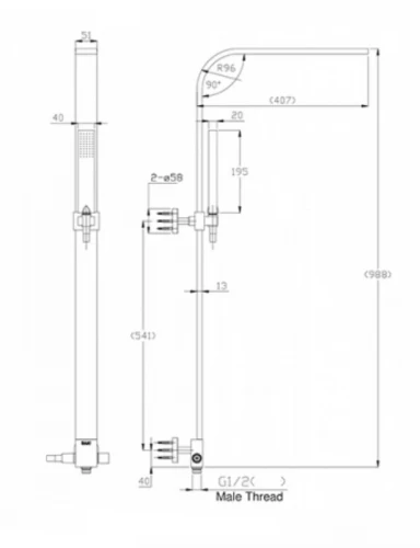 Душевая система Bravat Arc D224K-ENG Черная латунь на стену