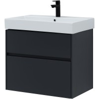Тумба с раковиной Aquanet Бруклин 70 312876 подвесная Антрацит матовый МДФ / ЛДСП