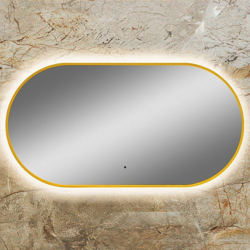 Зеркало Art&amp;Max Torino 55 AM-Tor-550-1050-DS-Gold с подсветкой цвет Золото с бесконтактным выключателем