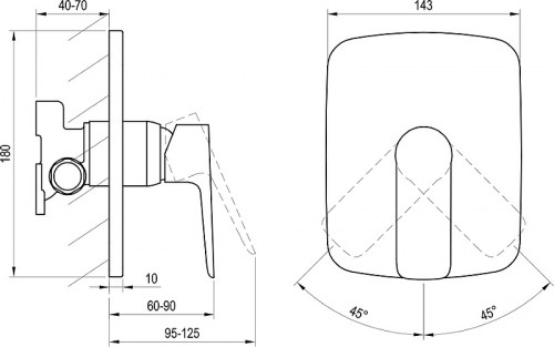 Смеситель для душа Ravak Classic CL 062.00 X070087 Хром латунь встраиваемый