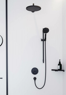 Смеситель для душа Hansgrohe ShowerSelect S 15743670 с термостатом Черный матовый латунь встраиваемый