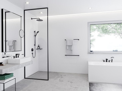 Смеситель для душа Hansgrohe ShowerSelect S 15743670 с термостатом Черный матовый латунь встраиваемый