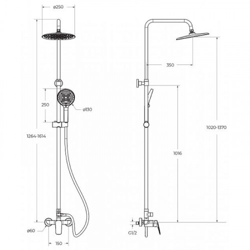 Душевая система BelBagno Marino MARINO-DOCM-CRM Хром латунь на стену