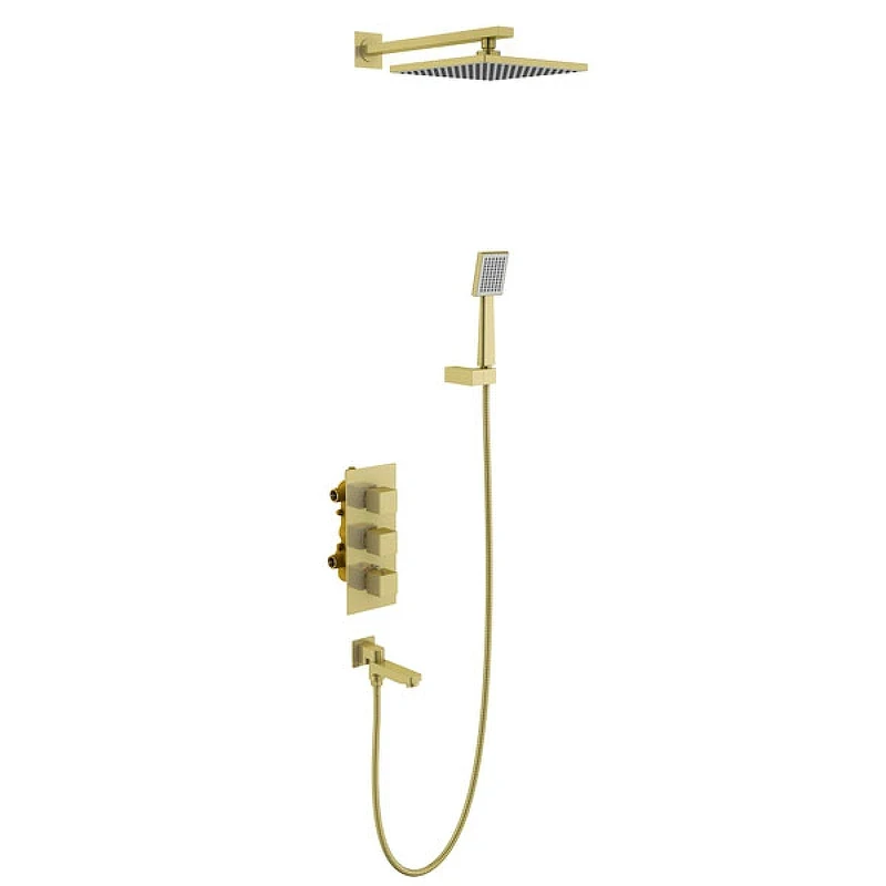 Душевая система Timo Tetra-thermo SX-0199/17SM с термостатом Золото матовое латунь встраиваемый