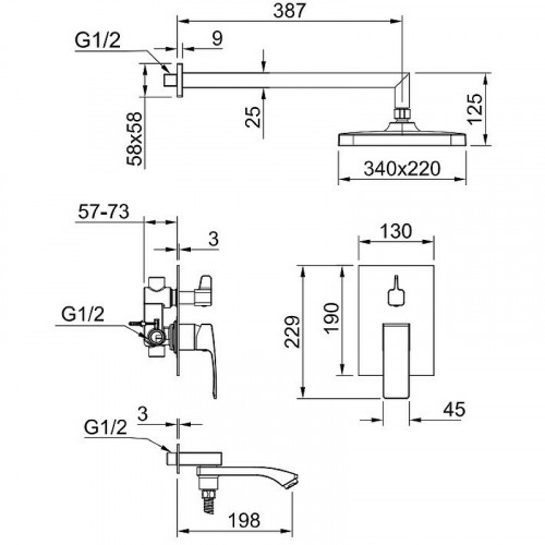 Душевая система Raglo R01.27.03 Золото матовое латунь встраиваемый