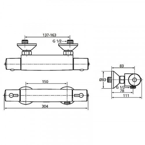 Смеситель для душа Ideal Standard Ceratherm 50 A6367AA с термостатом Хром латунь на стену