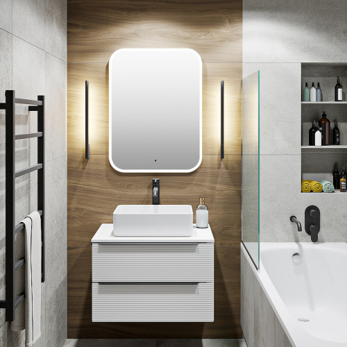 Тумба под раковину Runo Орлеан 70 00-00002023 подвесная Белая МДФ / ЛДСП