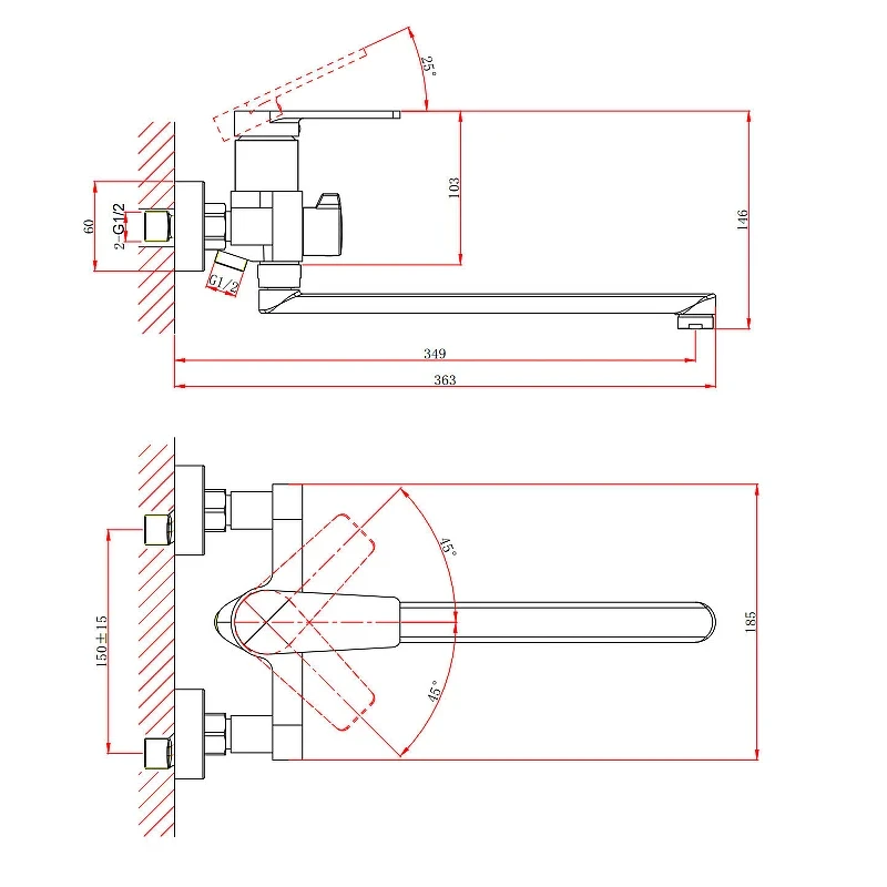 Смеситель для ванны D&K Bayern Furth DA1523305 универсальный