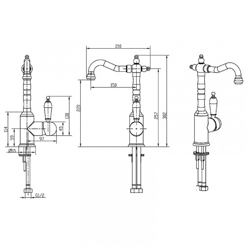 Смеситель для раковины Boheme Tradizionale Chromo 262 Хром латунь