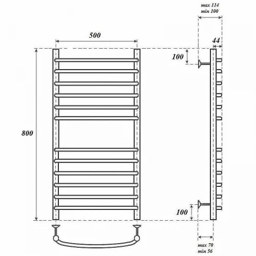 Электрический полотенцесушитель Point Альфа PN05158SE П12 500x800 левый/правый Хром
