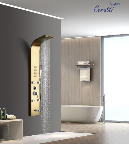 Душевая панель Ceruttispa Victoria G CT9978 с гидромассажем Золото нержавеющая сталь на стену