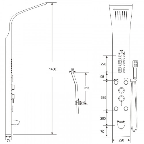 Душевая панель Ceruttispa Victoria G CT9978 с гидромассажем Золото нержавеющая сталь на стену