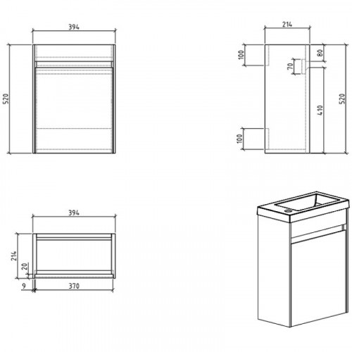 Тумба под раковину BelBagno Pietra Mini 40 PIETRA MINI-400-1A-SO-SCM-L подвесная Cemento МДФ / ЛДСП