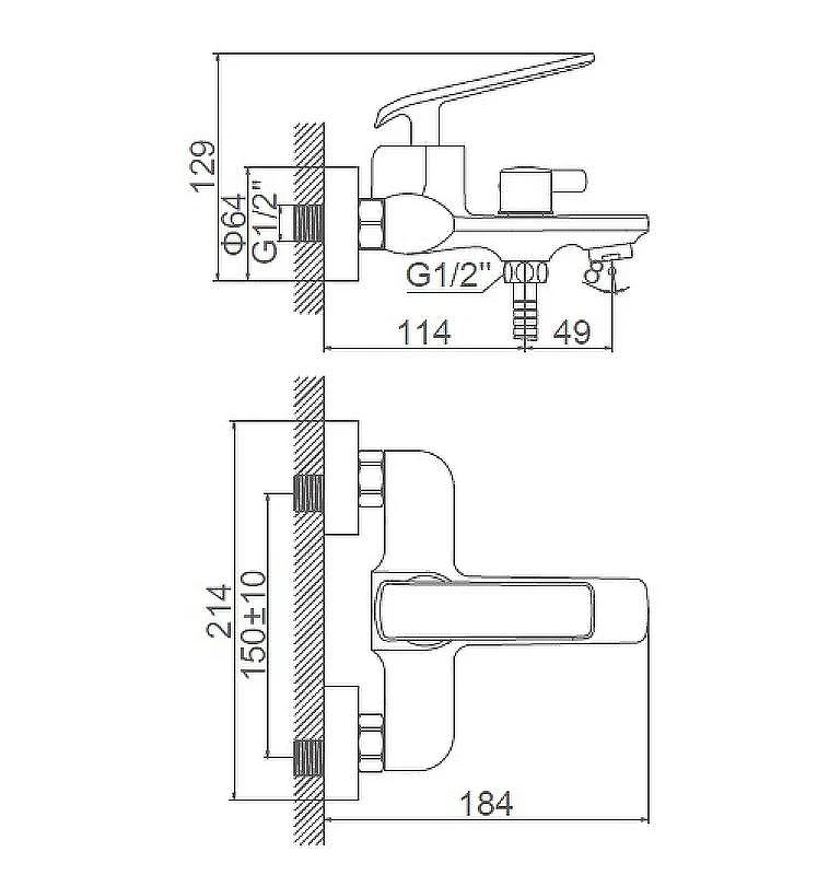Смеситель для ванны Accoona H123 A63123 Хром