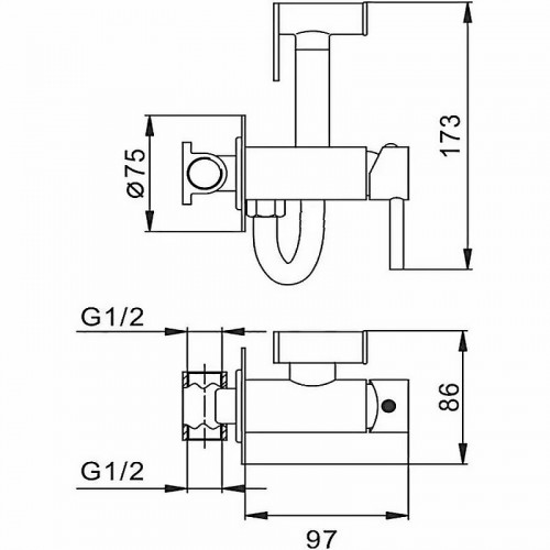 Гигиенический душ со смесителем CeramaLux KRS/002 Светлое золото латунь встраиваемый