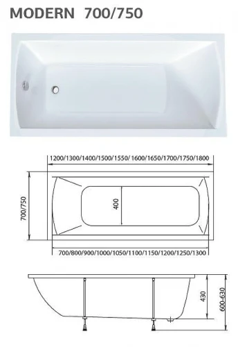Акриловая ванна Creto Modalia 155х70 9-15570 цвет Белый