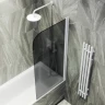 Шторка на ванну Maybah Glass MGV-619-1 700x1400 поворотная на монопетле Белый стекло графитовое матовое