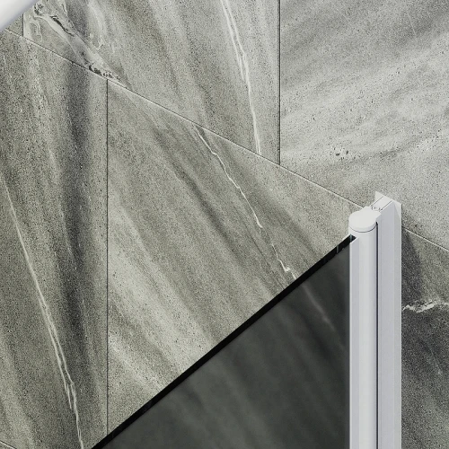 Шторка на ванну Maybah Glass MGV-619-1 700x1400 поворотная на монопетле Белый стекло графитовое матовое