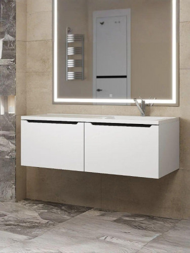 Тумба под раковину Uperwood Tanos 120 R 291020265 подвесная цвет Белый матовый Графит матовый