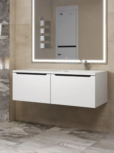 Тумба под раковину Uperwood Tanos 120 R 291020265 подвесная цвет Белый матовый Графит матовый
