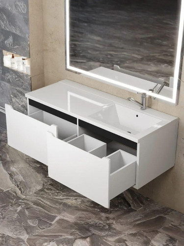 Тумба под раковину Uperwood Tanos 120 R 291020265 подвесная цвет Белый матовый Графит матовый