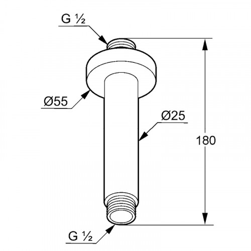 Кронштейн для верхнего душа Kludi A-Qa 6651505-00 Хром латунь на потолок