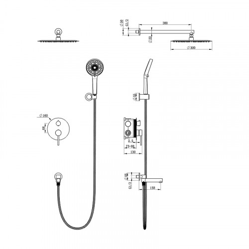Душевая система Oliveeka Y OL-939017-MB цвет Черный матовый