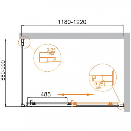 Душевой уголок Cezares Molveno 120x90 MOLVENO-AH-11-120/90-C-Cr-IV профиль Хром стекло прозрачное