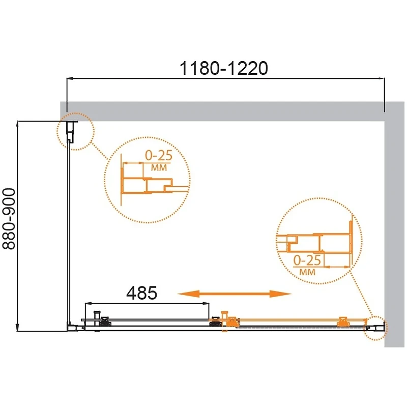 Душевой уголок Cezares Molveno 120x90 MOLVENO-AH-11-120/90-C-Cr-IV профиль Хром стекло прозрачное