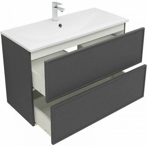 Тумба под раковину Aquanet Арт 100 329614 подвесная Ясень графит МДФ / ЛДСП