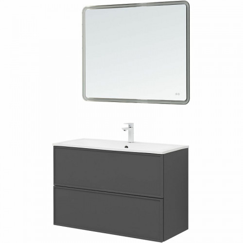 Тумба под раковину Aquanet Арт 100 329614 подвесная Ясень графит МДФ / ЛДСП